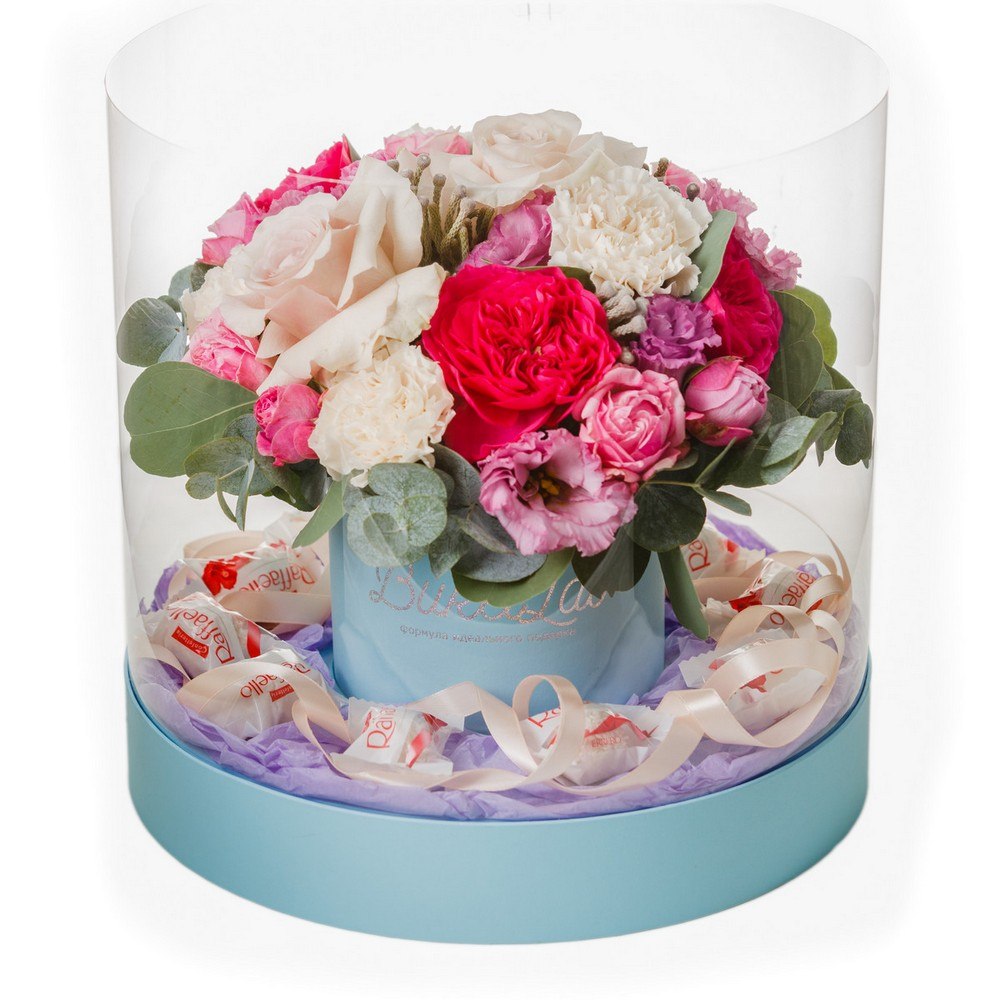 Букет «Цветочный аквариум» в прозрачной коробке 2